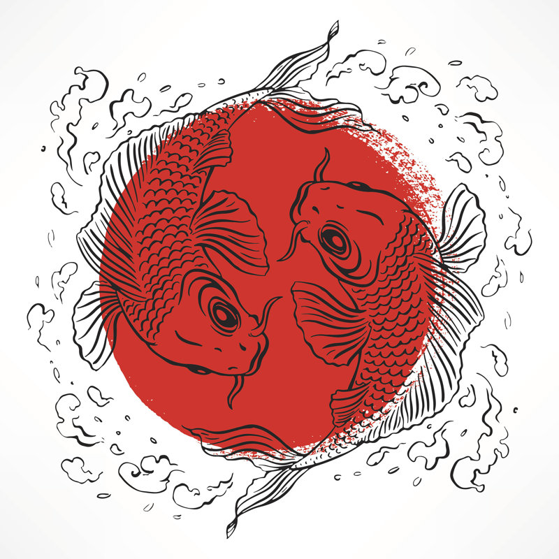 «Evansville Card With Japanese Carps», impression sur toile tendue, H 36 po x l 36 po