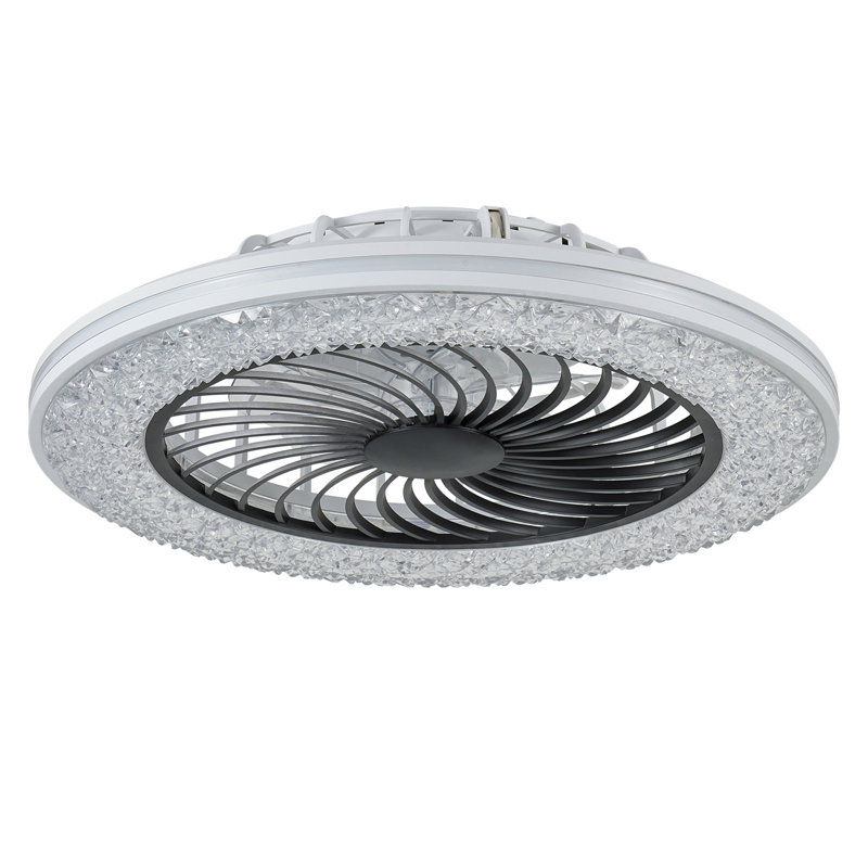 Ventilateurs de plafond fermés à DEL de 23 pouces avec lumières, ventilateur de plafond moderne sans pales à profil bas RVB pour salon (23 pouces)