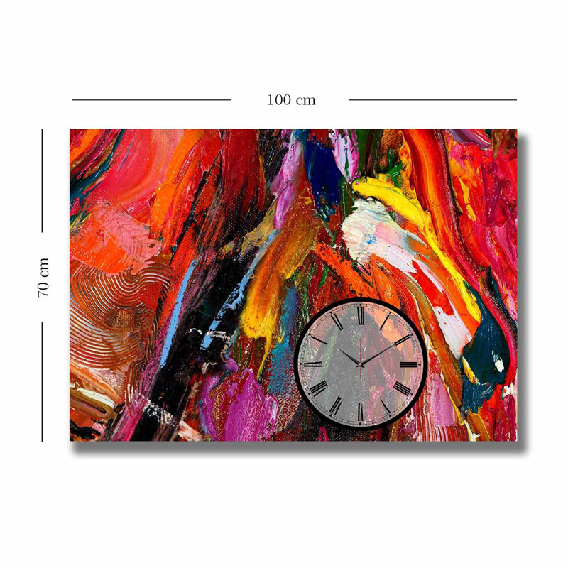 Elegant Canvas Wall Clock, 27.6 x 39.4 inches | 100% Suede Canvas with 100% Wooden Frame (Thickness: 1.1 inches) | Perfect for Home Décor, Stylish Timepiece for Living Room & Office, Unique Design