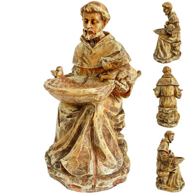 St. Francis of Assisi Garden Statue, Spiritual Bird Feeder, Blessing of Animals Decorative Accent for Patio Yard Lawn, Patron Saint of Animals Souvenir, Franciscan Outdoor Decor