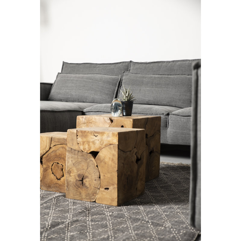 Maja Solid Wood Block End Table