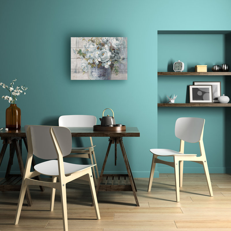 Danhui Nai Garden Blooms I, art en lattes de bois bleu, H 18 po x l 22 po
