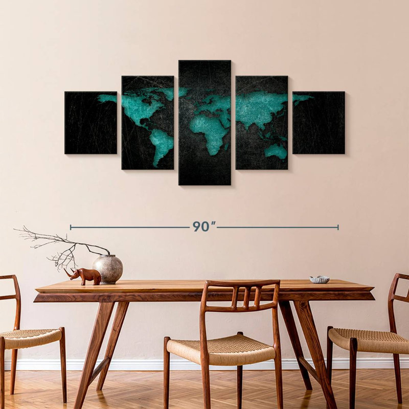 Aged World Map XXII, 42" H x 92" W