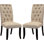 2 chaises de salle à manger de style rustique beige recouvert de tissu contemporain noir