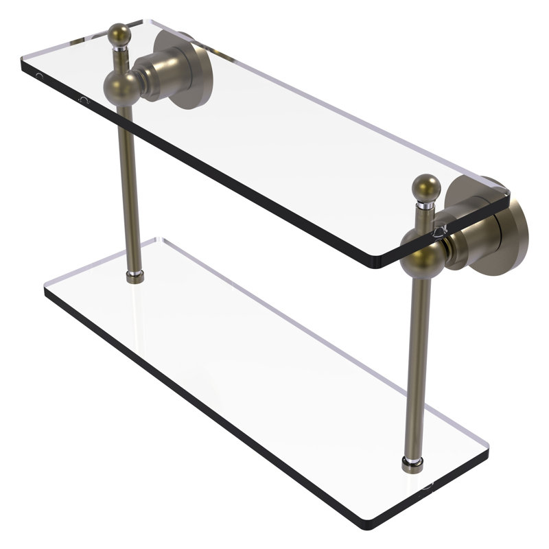 Lera 2 Piece Tiered Shelf, Antique Brass, 16" W x 12" H
