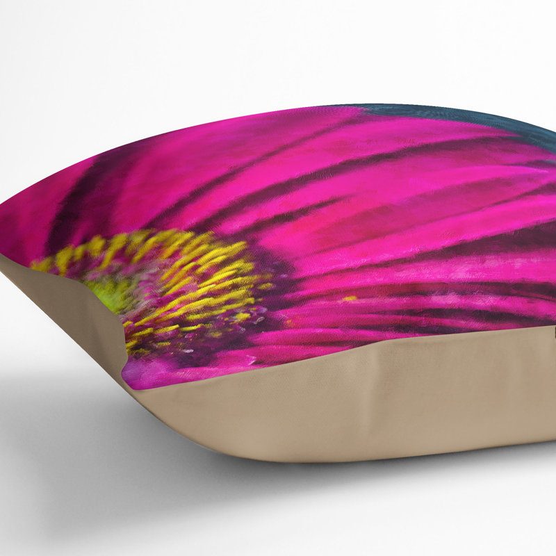 Bright Pink Gerbera Flower Cushion with Filling, 55cm H x 55cm W x 20cm D, Stone