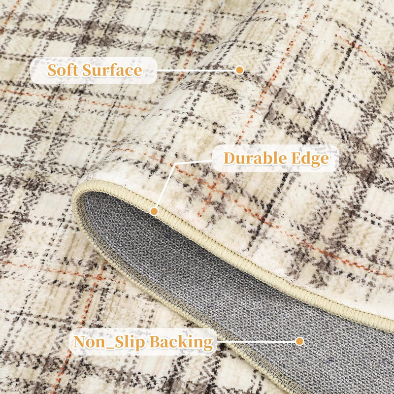 Rugs for Living Room Area Rug Washable Rug Non Slip Foldable Modern Carpet for Bedroom Dining Room Nursery Office, Beige
