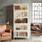 Modern Iron Display Cabinet with LED Lighting and Flip-Up Glass Doors-129159040