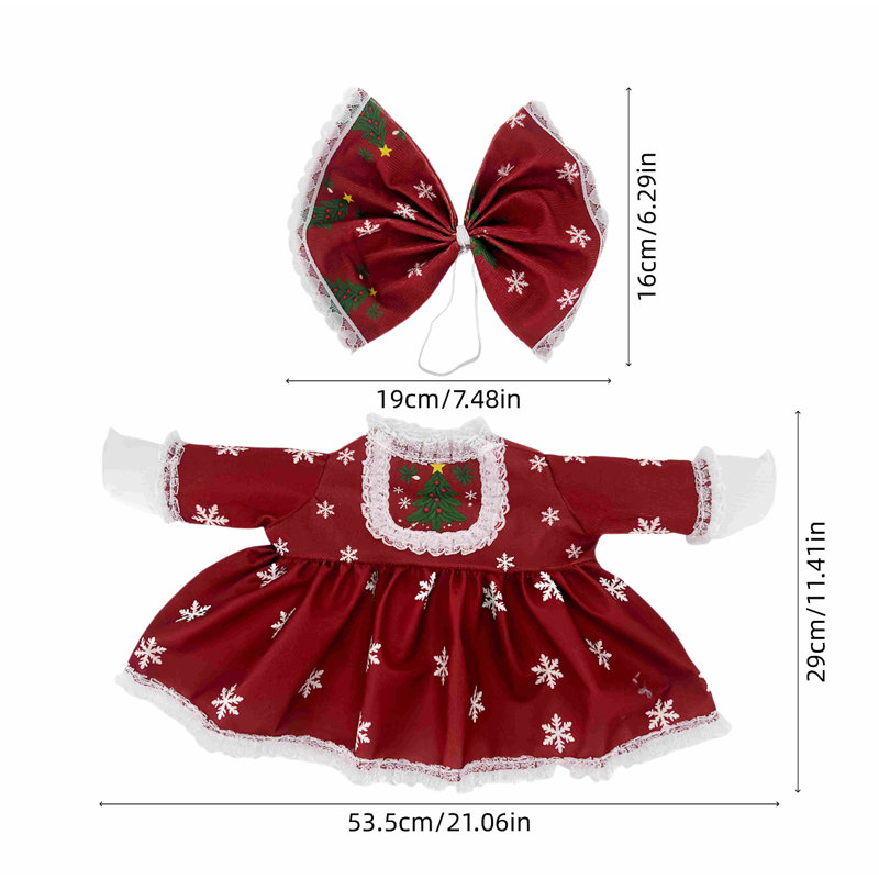 Ensemble de robes en dentelle rouge à flocons de neige pour costumes d'oies de 58 cm (23 pouces) - Décorations de Noël
