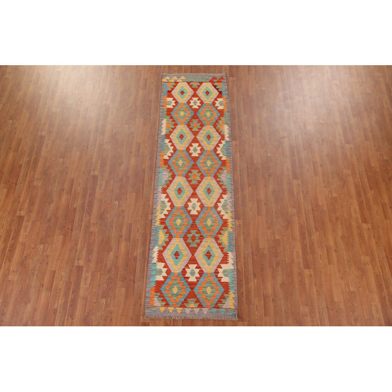Geometric Kilim Oriental Runner Rug 3x10