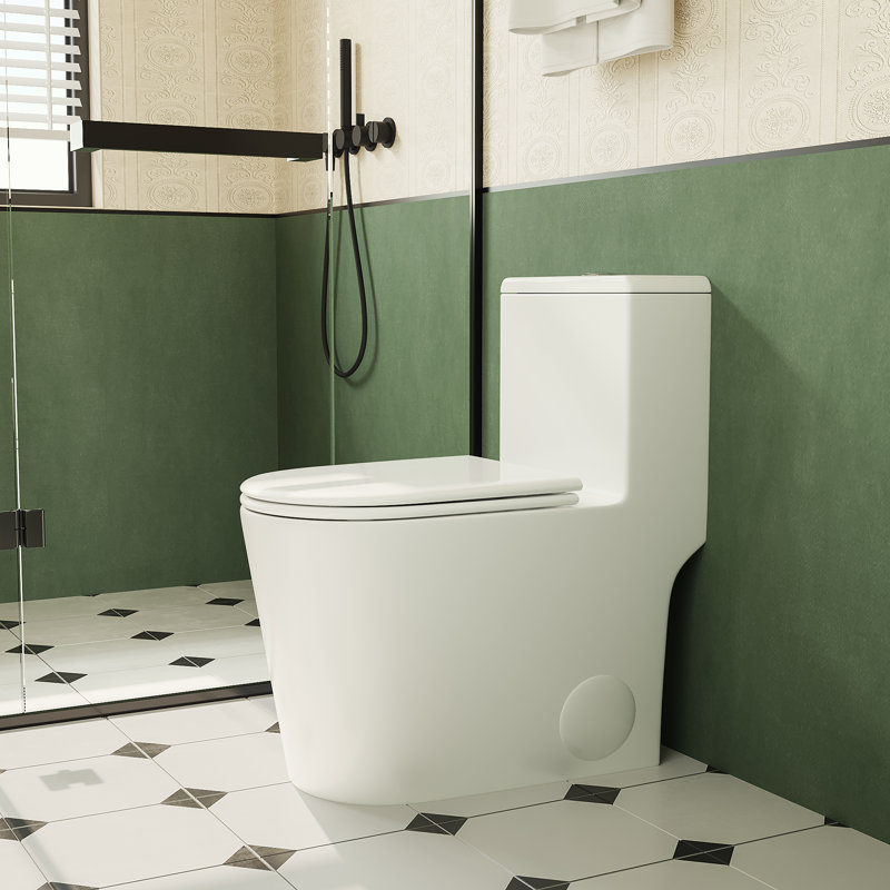 Toilette allongée à hauteur confortable de 14,37 po certifiée CUPC, chasse d'eau très grande, double chasse, céramique, sens de l'eau, résistant aux fuites