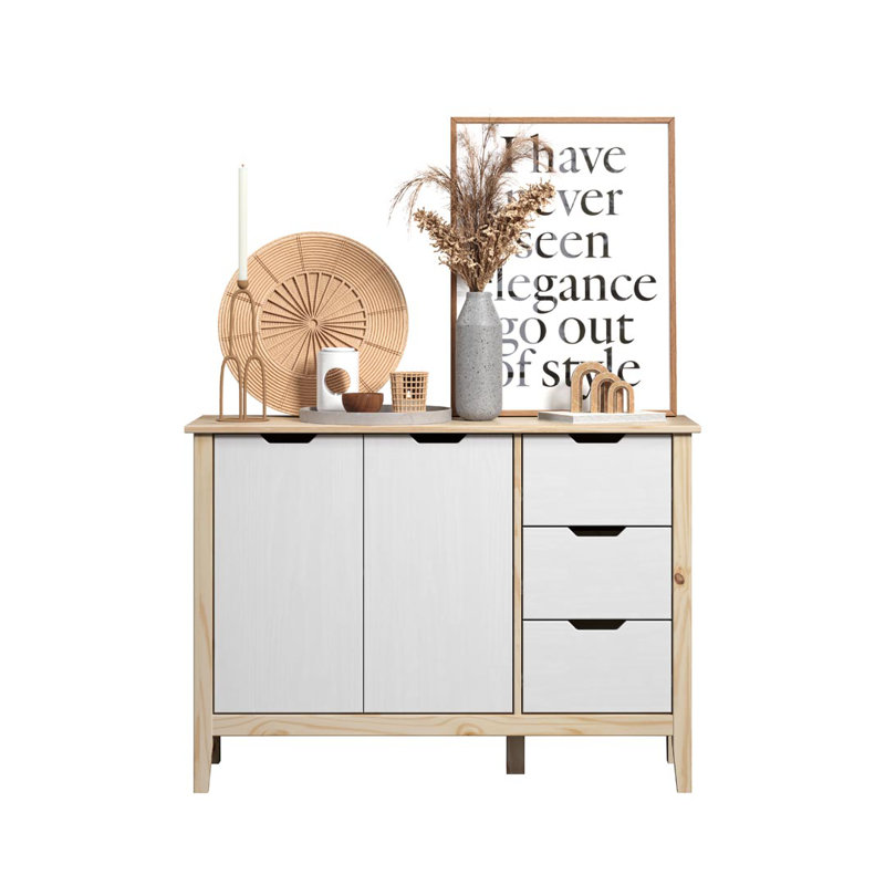 Powellsville 110cm Solid Wood Sideboard, White