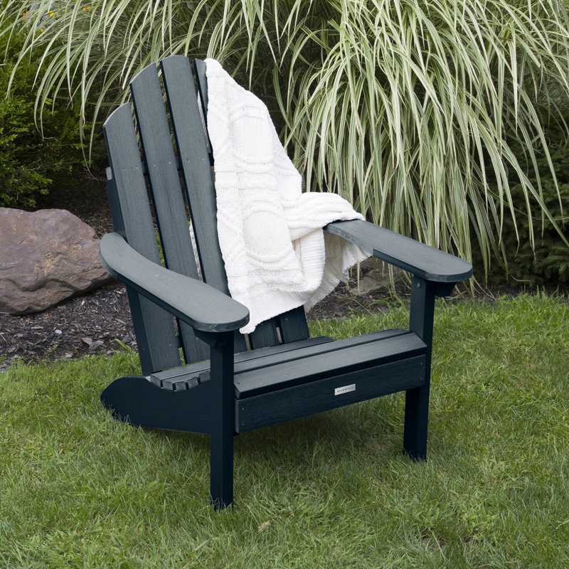 Chaise Adirondack pliante en plastique avec table Anette, Bleu fédéral