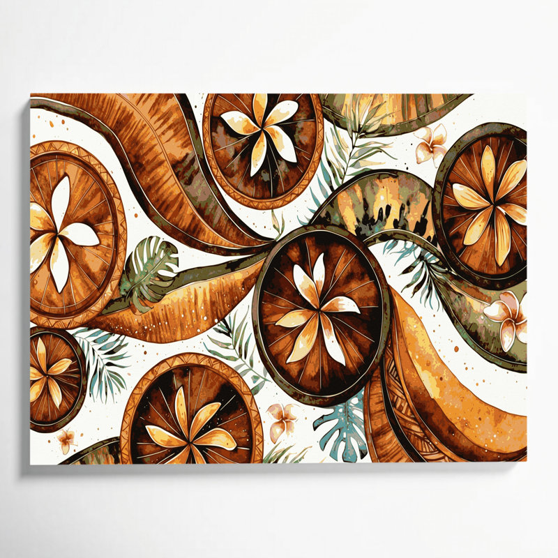 Art mural sur toile hawaïen, calebasse brune, H 20 po x l 30 po