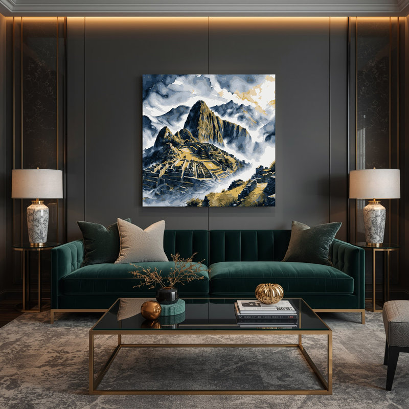 Cities Machu Picchu Peru Gray Canvas Wall Art, 12" H x 12" W