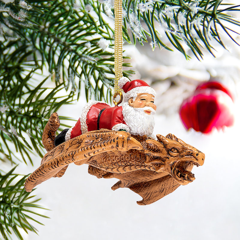 Ornement de Noël Père Noël et le Snowdragon, 1