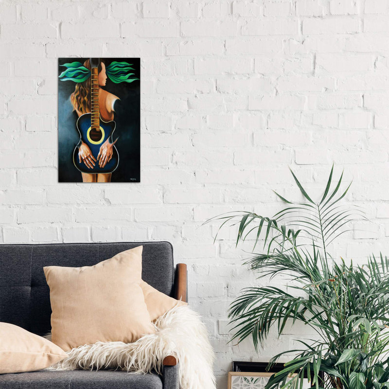 Troubadour's Muse - Painting on Canvas, 66.04 cm H x 45.72 cm W x 3.175 cm D, Wrapped Canvas