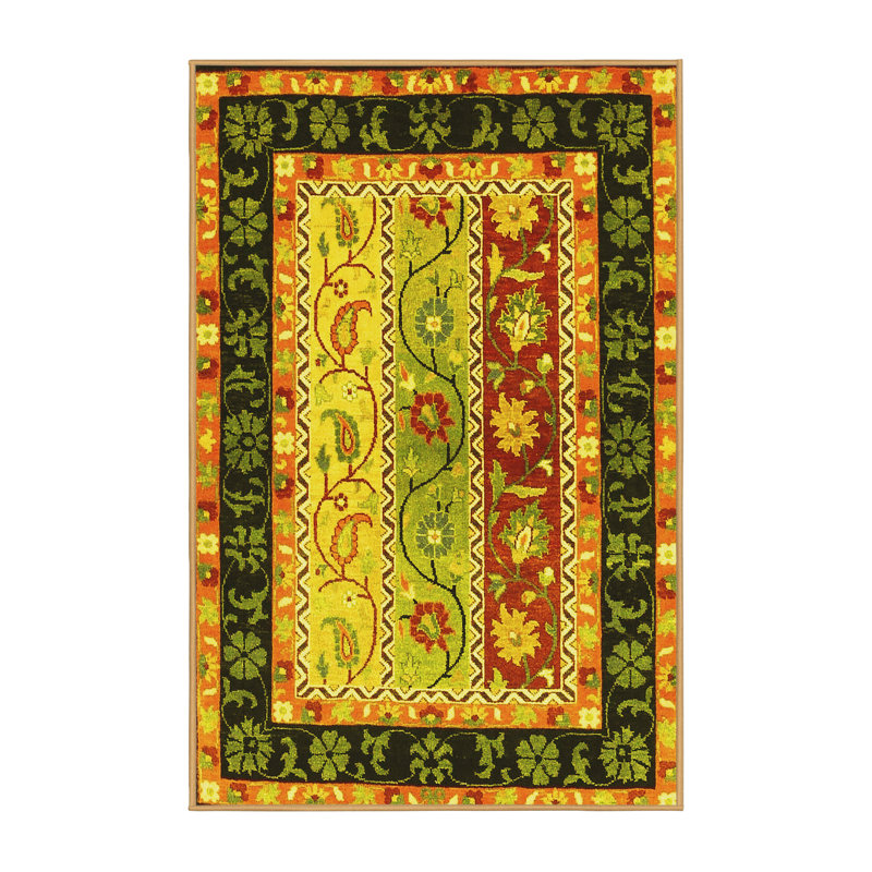 Tapis contemporains jaunes lavables à la machine 3090, Rectangle 8 pi x 10 pi