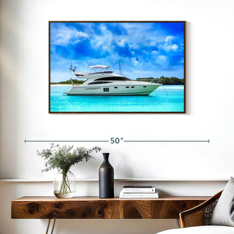 Yacht de luxe des Caraïbes, 37 po x 25 po, Cadre flottant en noyer