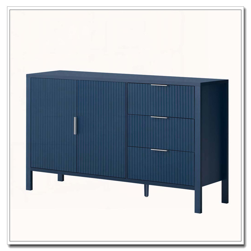 Storage Buffet Cabinet With Hooks And Extra Center Leg,Suitable For Living Room,Entryway,Hallway, Blue