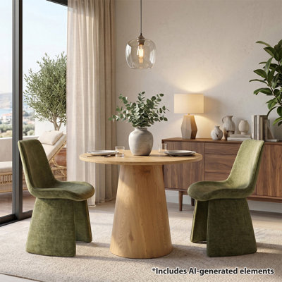 Blanchard 3-Piece Round Dining Table Set For 2 With Upholstered Dining Chairs