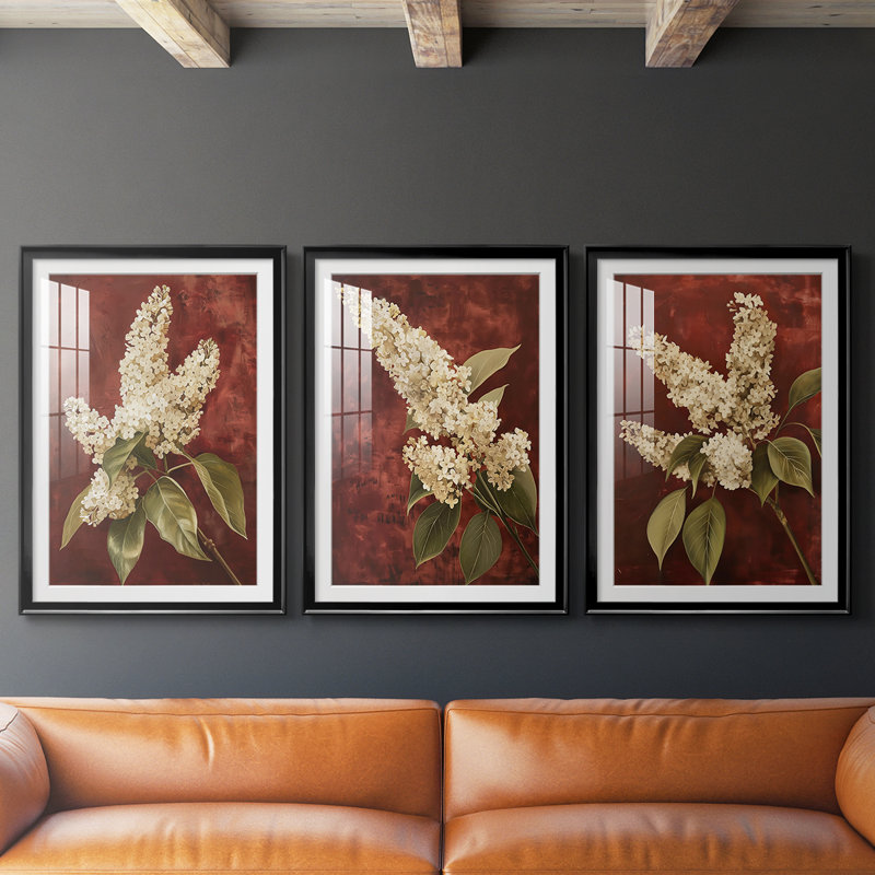 FLORAL Series CCII - Impression encadrée de qualité supérieure sur mesure mat - 3 pièces, H 21 po x l 30 po