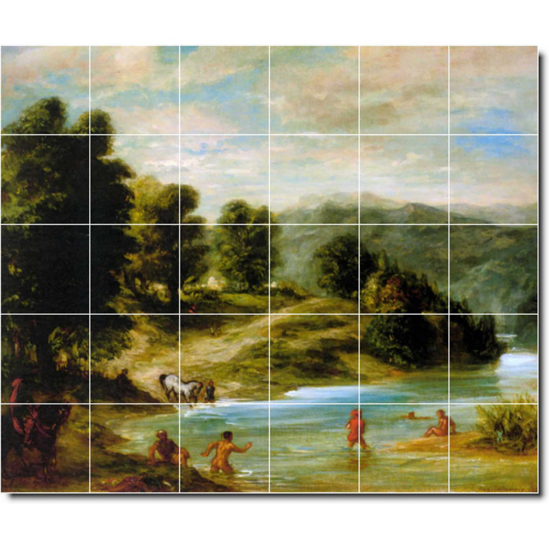 Carreau de céramique décorative 25,5 po x 21,25 po 4,25 po x 4,25 po, Paysage 02530