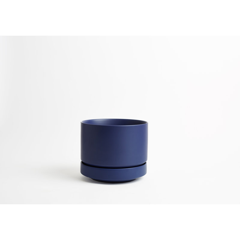 Pot à fleurs en céramique Byer, H 7,5 po x l 8,75 x P 8,75, Bleu