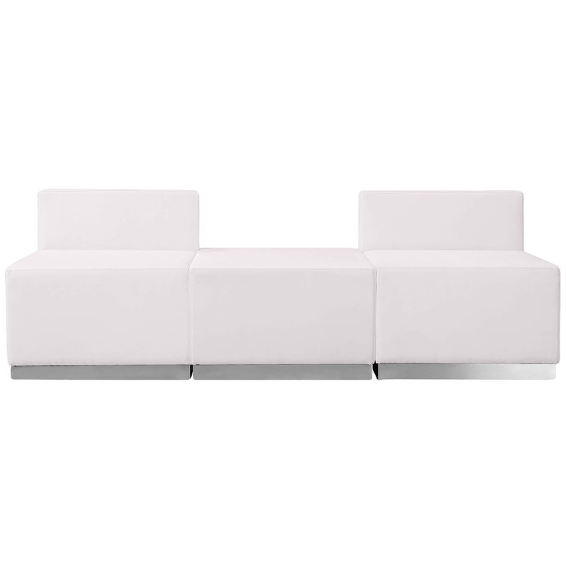 Configuration de réception modulaire 3 pièces Hercules Alon LeatherSoft avec dossier et siège tendus, Blanc