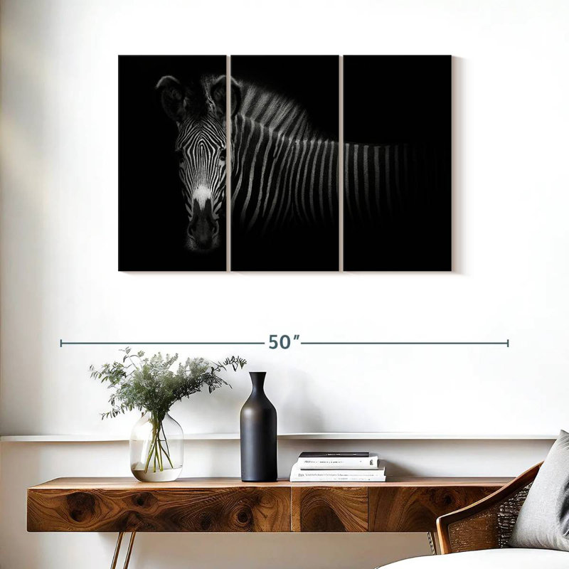 Zebra In The Dark, 24" H x 38" W
