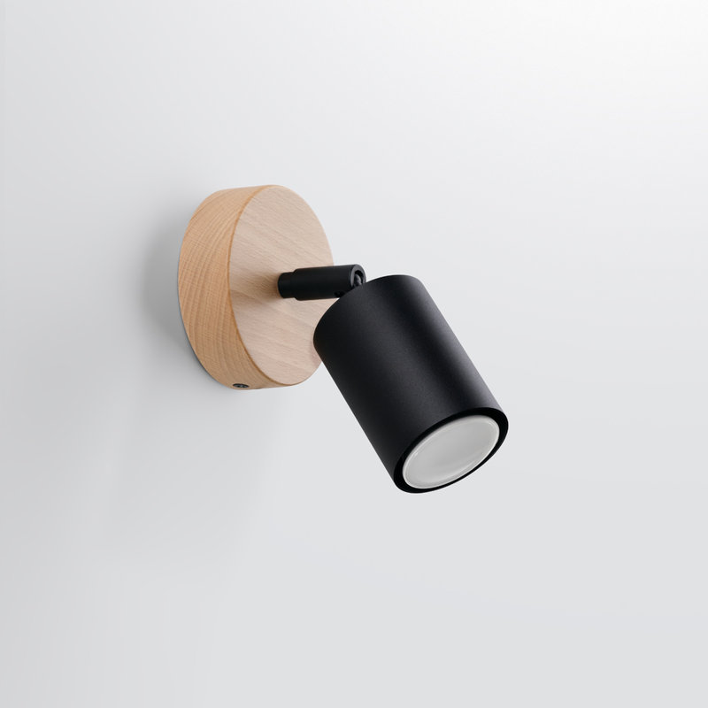 Wall lamp VERDO white, Black/Wood