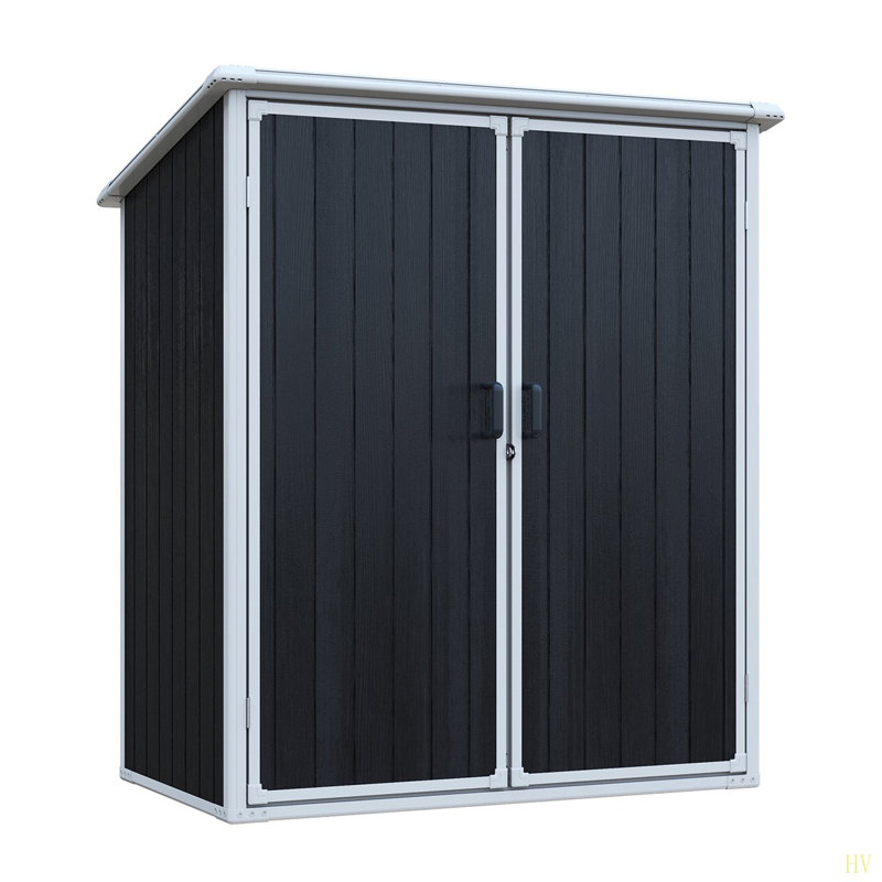 Armoire de rangement extérieure en résine imperméable 5X3 pi avec portes verrouillables pour vélos et meubles de patio