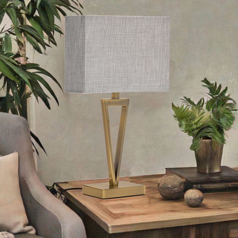 Airianna 49.5cm Rectangle Slimline Table Lamp, Gold, Grey