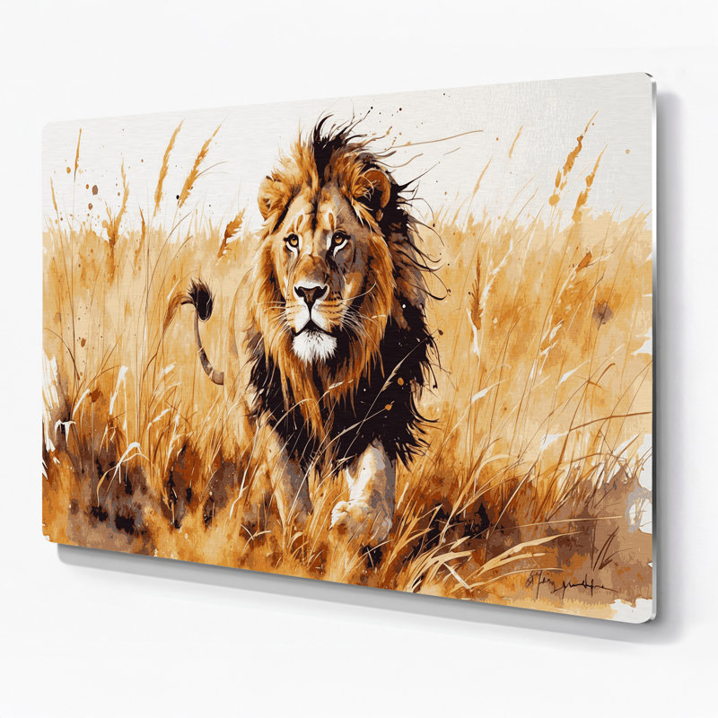 «Big Cats Bush Lion», art mural en métal, H 16 po x l 20 po
