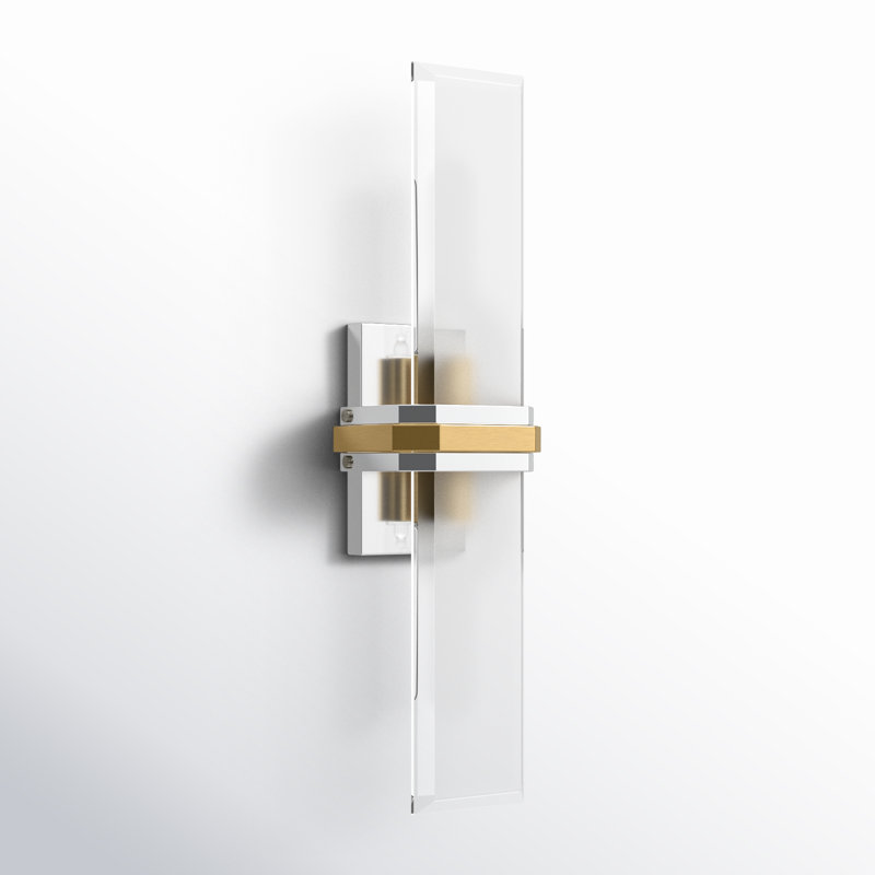 Kipton 2-Light Bath Vanity Wall Sconce, Gold/White