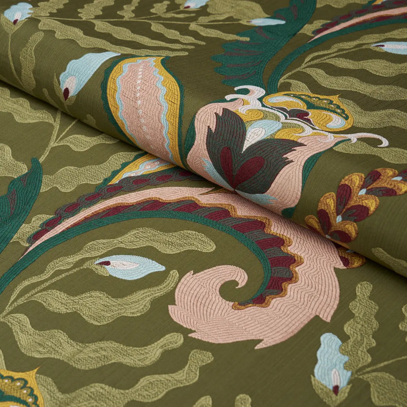 Tissu Schumacher X Laura Gonzalez Jaipur Fantaisie, Vert