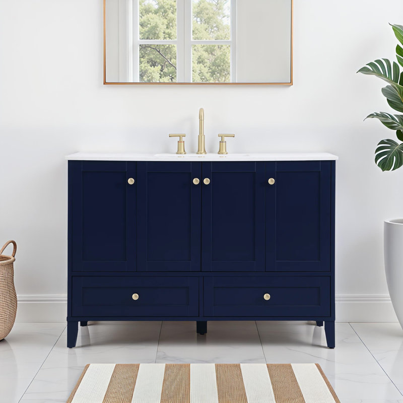Ensemble de meuble-lavabo simple 48 po Selma, Bleu