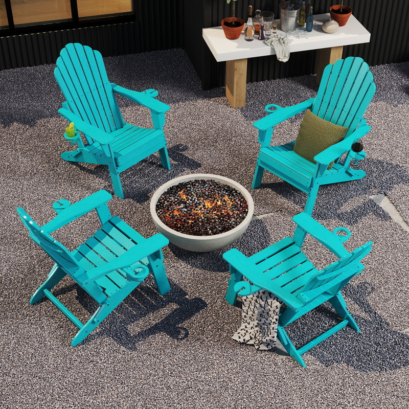 Ensemble de chaises pliantes pour 4 personnes Adirondack, Turquoise