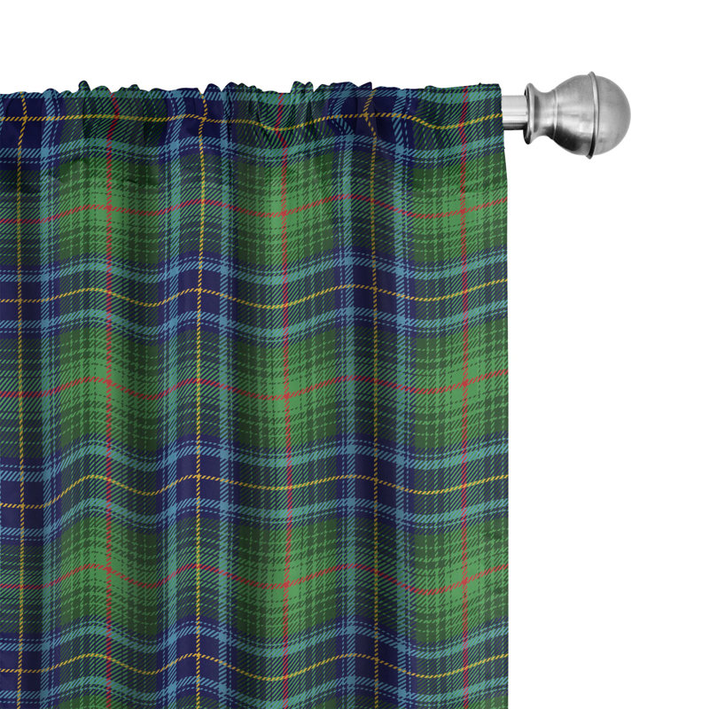 Paire de rideaux semi-transparents avec passe-tringle Plaid, 28 po x 63 po