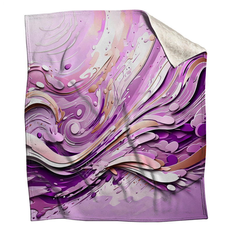 Couvertures mauves à motif abstrait tourbillonnant, L 50 po x H 60 po