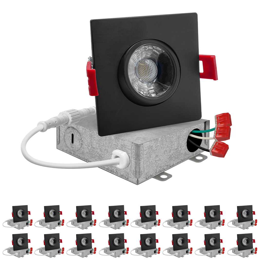 3 in. Square Canless Gimbal Ultra Slim 5CCT 8W New Construction LED Recessed Light 4PK NUWATT