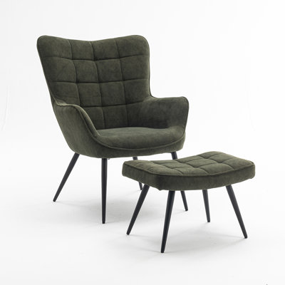 Tocoloma Velvet Armchair with Footstool