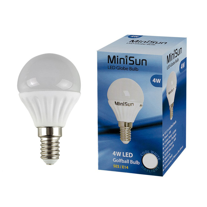 4W SES E14 LED Golfball Bulb In Cool White, Cool White
