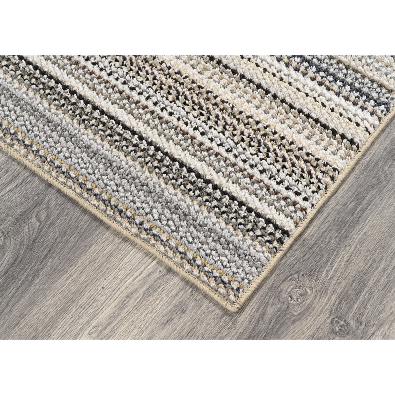 Tapis touffeté à rayures rectangulaire beige Kandace, Rectangle 4 pi x 6 pi