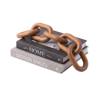 Sculpture en chaîne de bois, chaîne décorative en bois à 5 maillons, élément de décoration moderne pour tablette et foyer
