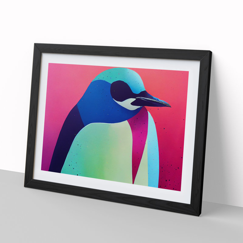 Abstract Penguin - Framed Print, Black, 25cm H x 34cm W x 2cm D