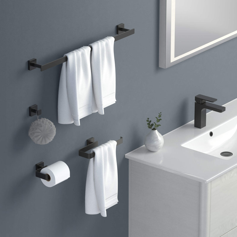 Ensemble de quincaillerie de salle de bain 4 pièces Blaze, Noir mat