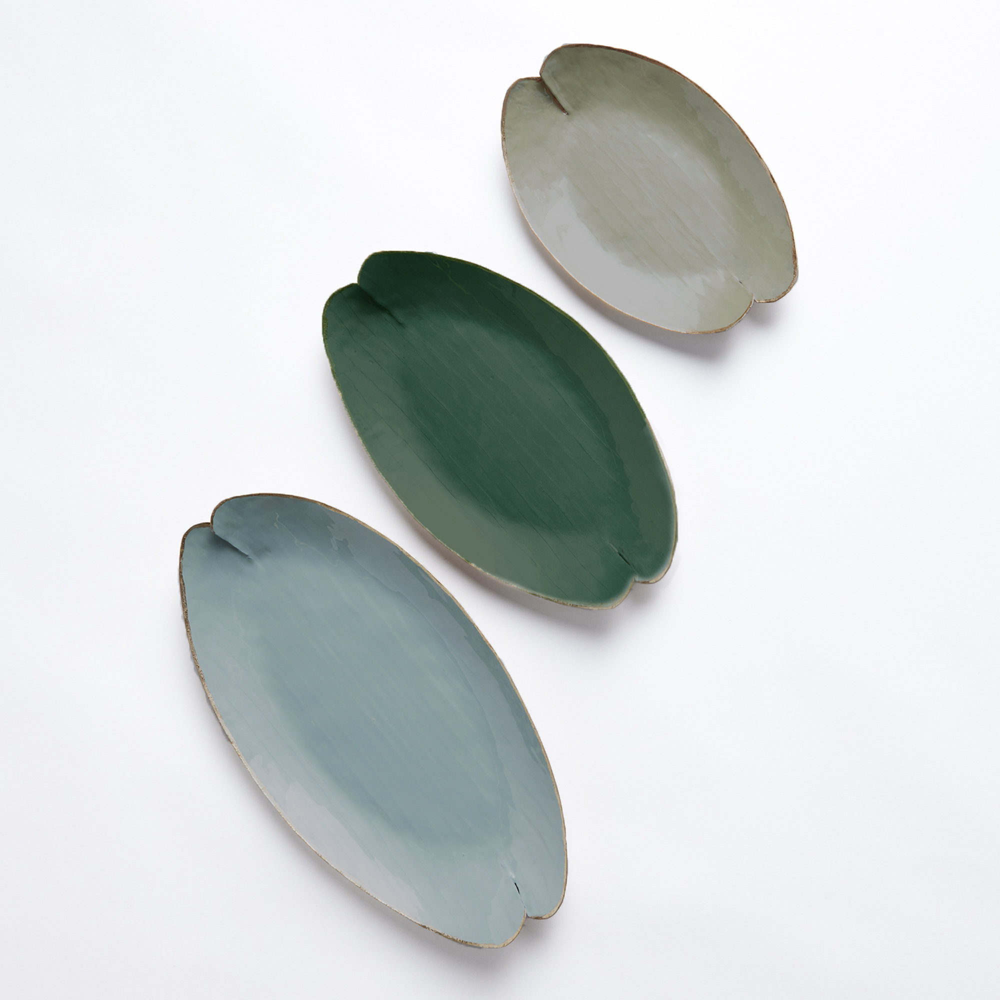 Gratton Metal Tray - Set of 3, Green