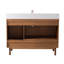 Meuble-lavabo sur pied moderne Tennant Brand de 48 pouces, couleur chêne chaud brun fumé, lavabo simple, comptoir en quartz blanc, entièrement assemblé