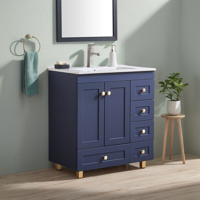 30'' Navy Blue Modern Free-Standing Single Bathroom Vanity Set